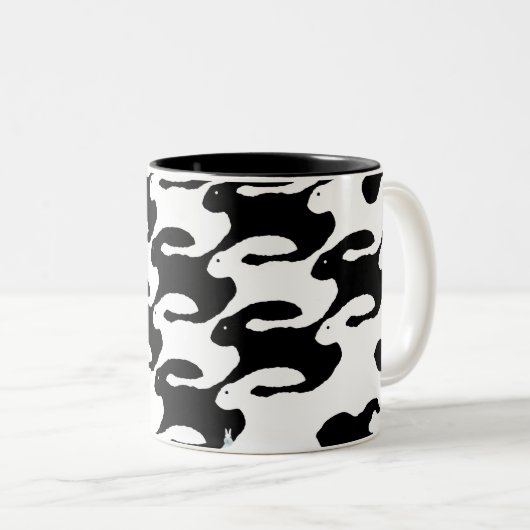 Konijnen Tweekleurige Koffiemok (Voorkant rechts)