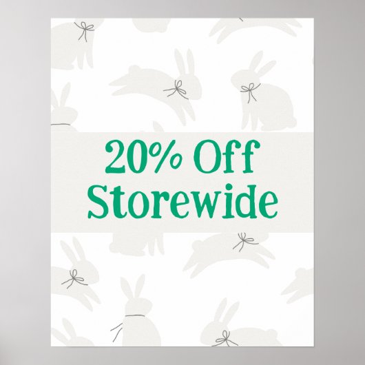 Konijnen Uitverkoop Bord, 20% Korting Poster, Pase Poster (Voorkant)