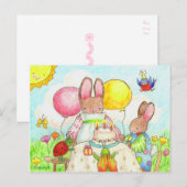 Konijnen-verjaardagskaart Briefkaart (Voorkant / Achterkant)