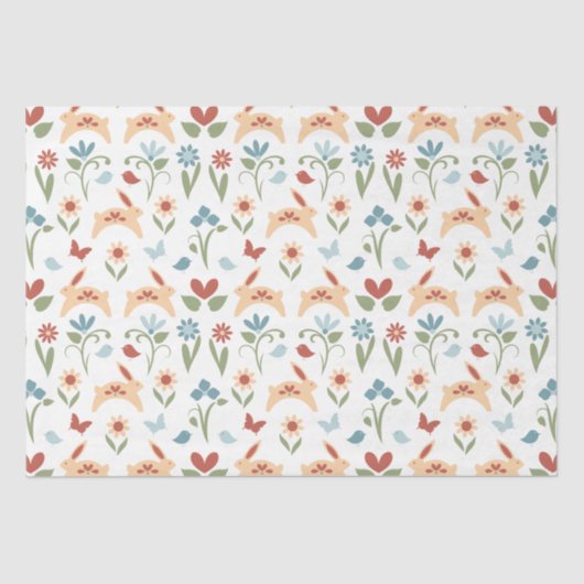 Konijnen, vogels en kunsten Folk Art Tissuepapier (Voorkant)