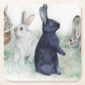  konijnen, vrolijk ooster kartonnen onderzetters (Voorkant)