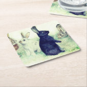 konijnen, vrolijk ooster kartonnen onderzetters (Schuin)