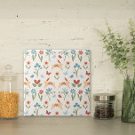 Konijnen Wildbloemen Folk Art Pattern Tegeltje<br><div class="desc">Een Scandinavische geïnspireerde decoratieve keramische tegel met een Folk-kunstontwerp van vlinders,  konijnen,  vogels en harten. Een originele afbeelding door Mango Moon Studio.</div>