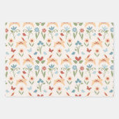 Konijnen Wildflowers Scandinavische folk Inpakpapier Vel (Voorkant)