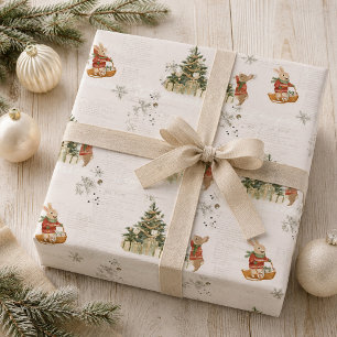 Konijnen winter vakantie cadeaupapier
