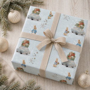 Konijnen winter vakanties cadeaupapier