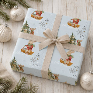 Konijnen winter vakanties cadeaupapier