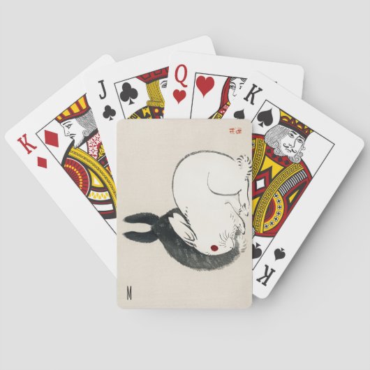  konijnen Zwart en wit Japans Pokerkaarten (Achterkant)
