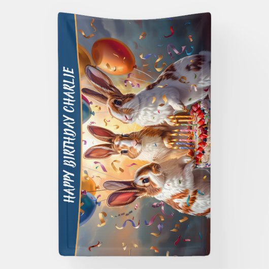 Konijnenavond verjaardagsfeestje spandoek (Verticaal)