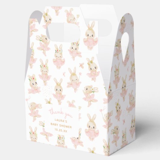 Konijnenballerina Tutu Bunny Baby shower Dank u Bedankdoosjes (Geopend)