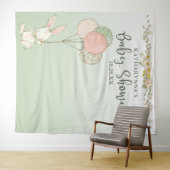  konijnenballonnen bloemig Baby shower achtergrond Wandkleed (In Situ (horizontaal))