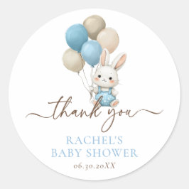 konijnenballonnen | Blue Baby Shower Ronde Sticker