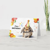 Konijnenballonnen en Party Pet Lop Bunny Verjaarda Kaart (Voorkant)