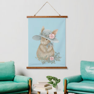konijnenbeatris met bloemen die het tapest hangen hangend wandkleed