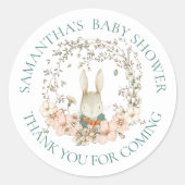 konijnenblad dank u Baby shower Ronde Sticker (Voorkant)