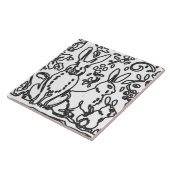 Konijnenblad Foliage Black White Tekening Woodland Tegeltje (Zijkant)