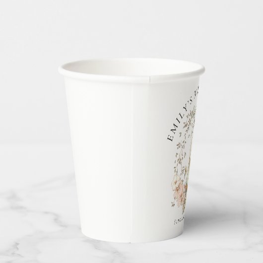 konijnenblad Naam Datum Baby shower Papieren Bekers (Rechts)