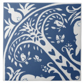 Konijnenblauw en witbunny Bird Tree Pattern Tegeltje (Voorkant)