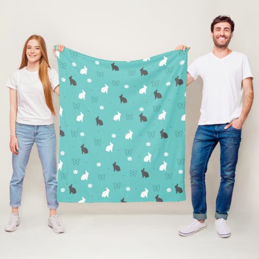 konijnenbloem en vlinderbloempatroon fleece deken (In situ)