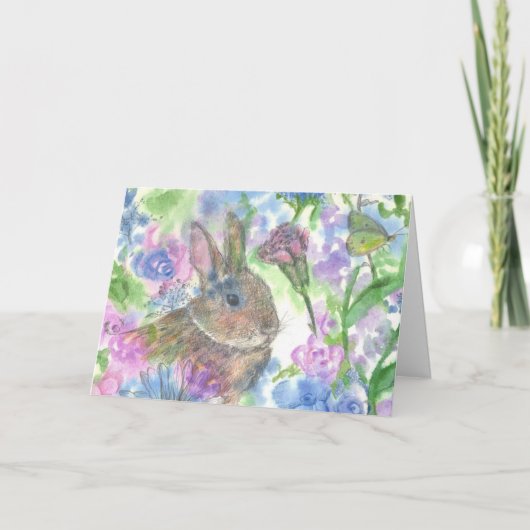 Konijnenbloementuin Happy Easter Feestdagen Kaart (Voorkant)