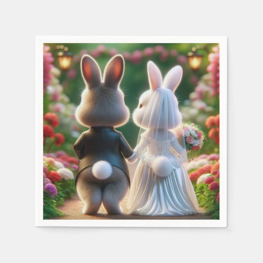Konijnenbruid en bruidegom servet (Voorkant)
