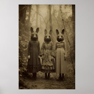 Konijnencultus van het bos, Vintage fotografie Poster