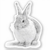 Konijnendag potloodtekening sticker (Voorkant)