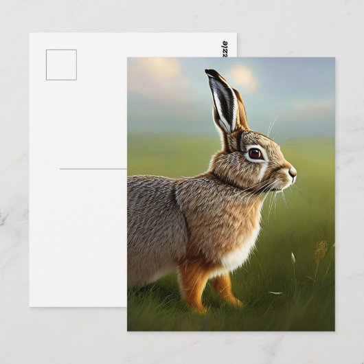 konijnendigitale kunst briefkaart (Voorkant / Achterkant)