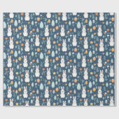 Konijneneieren bloeien blauw en Sinaasappel Cadeaupapier (Vlak)