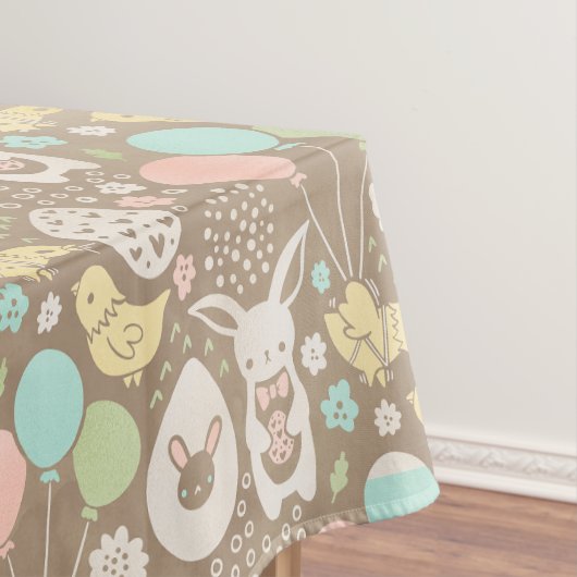  konijneneieren kuikens pastel bruin paasfeest tafelkleed (Voorbeeld)