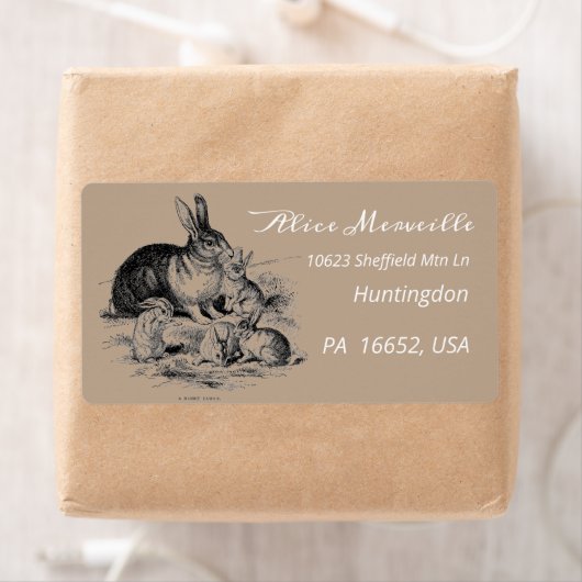  konijnenfamilie - gepersonaliseerd etiket (Insitu)