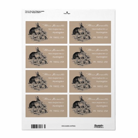  konijnenfamilie - gepersonaliseerd etiket (Full Sheet)