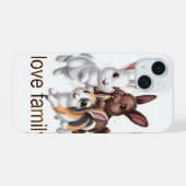 Konijnenfamilie iPhone 15 Case (Achterkant horizontaal)
