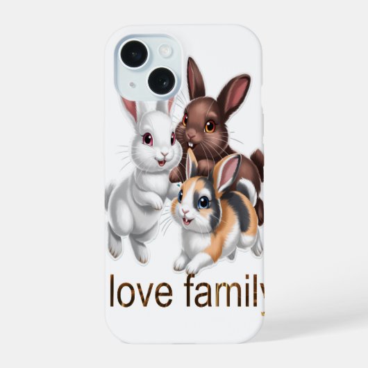 Konijnenfamilie iPhone 15 Case (Achterkant)
