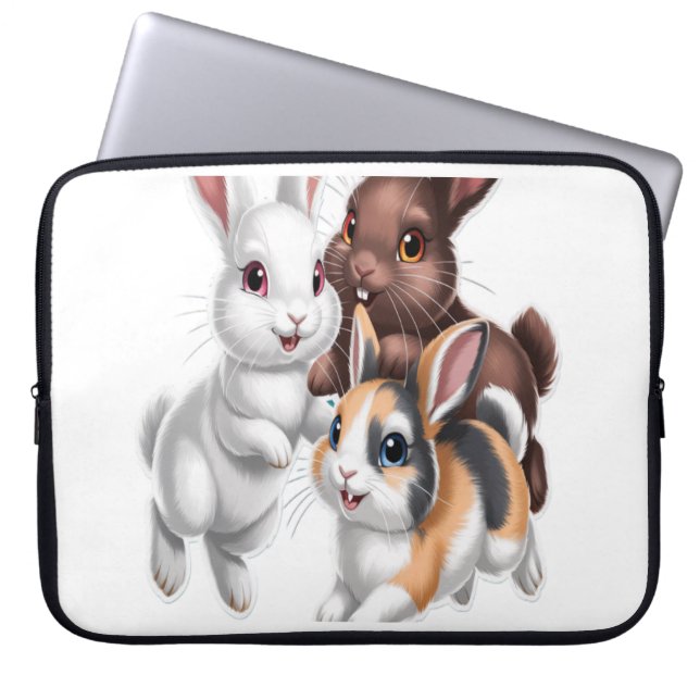 Konijnenfamilie Laptop Sleeve (Voorkant)