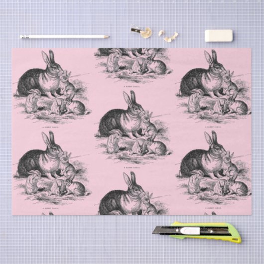  konijnenfamilie - tekening tissuepapier (Craft)