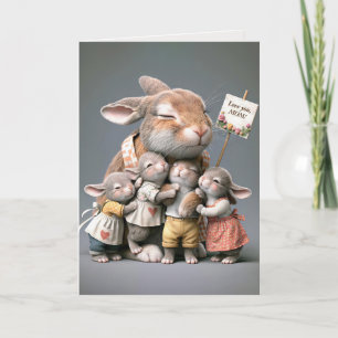 Konijnenfamilie voor Moeders Verjaardag Kaart