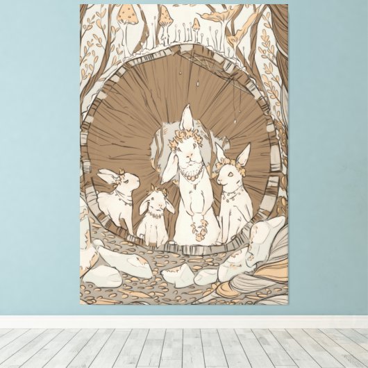 Konijnenfeest Canvas Afdruk (Insitu (Houten vloer))