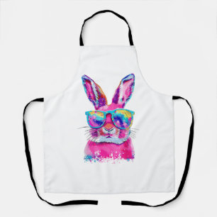 Konijnengezicht met Tie Dye-bril Gelukkige Pasen D Schort