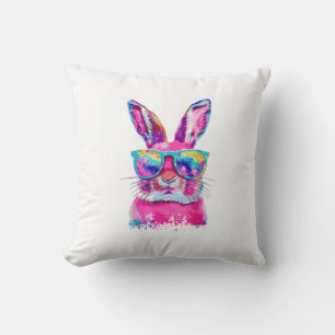 Konijnengezicht met Tie Dye-bril Gelukkige Pasen M Kussen