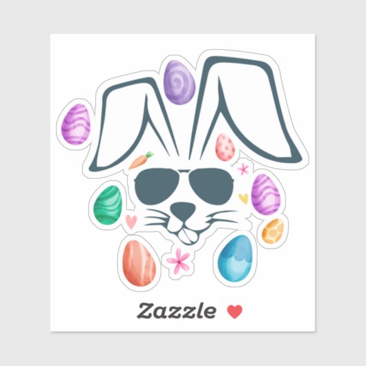Konijnengezicht met tinten Grappig paasjongens Man Sticker (Vel)