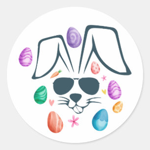 Konijnengezicht Met Zonnebril Grappig Pasen Jongen Ronde Sticker