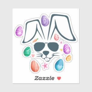 Konijnengezicht Met Zonnebril Grappig Pasen Jongen Sticker