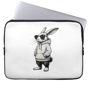 Konijnengezicht met zonnebril Pasen voor jongens m Laptop Sleeve