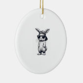 Konijnengezicht met zonnebril pet Pasen voor jonge Keramisch Ornament (Rechts)