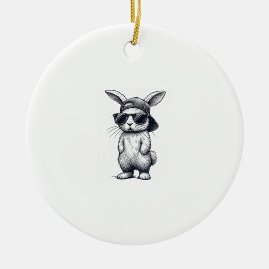 Konijnengezicht met zonnebril pet Pasen voor jonge Keramisch Ornament (Voorkant)
