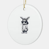Konijnengezicht met zonnebril pet Pasen voor jonge Keramisch Ornament (Links)