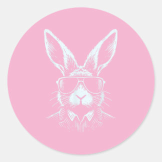 Konijnengezicht Met Zonnebril Voor Jongens Mannen  Ronde Sticker