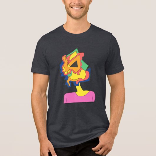 Konijnengezicht Tri-Blend Shirt (Voorkant)