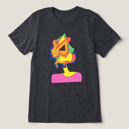 Konijnengezicht Tri-Blend Shirt (Design voorkant)